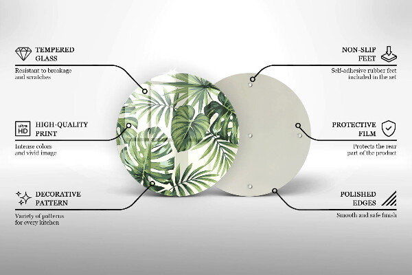 Tábua de cortar de vidro Ilustração de folhas de monstera