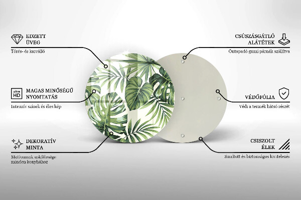 Tábua de cortar de vidro Ilustração de folhas de monstera