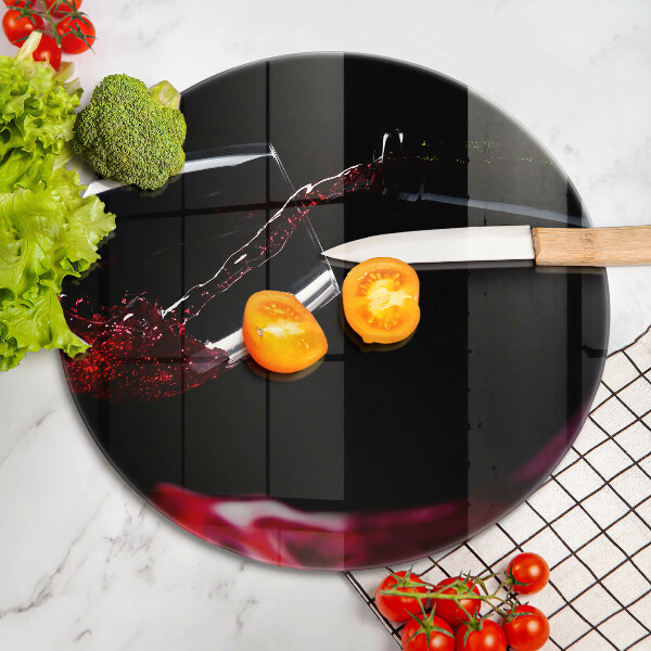 Tábua de vidro Um copo de vinho tinto