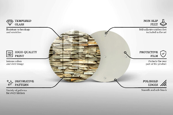 Tábua de corte de vidro Pedras decorativas