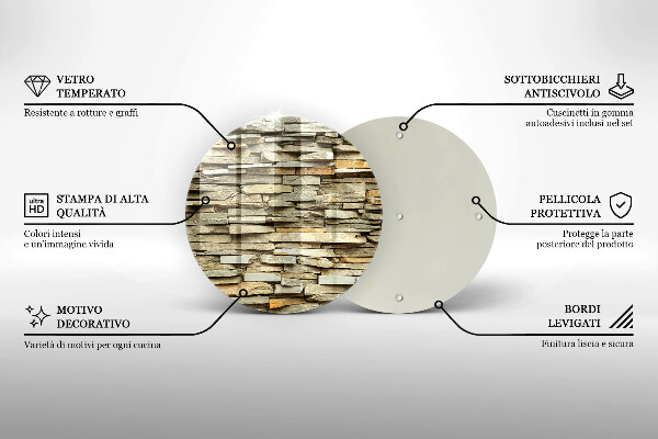 Tábua de corte de vidro Pedras decorativas