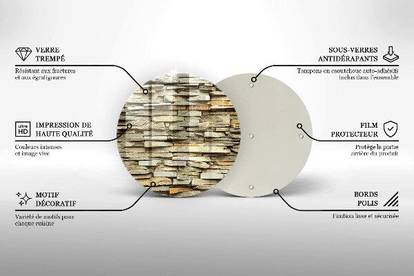 Tábua de corte de vidro Pedras decorativas
