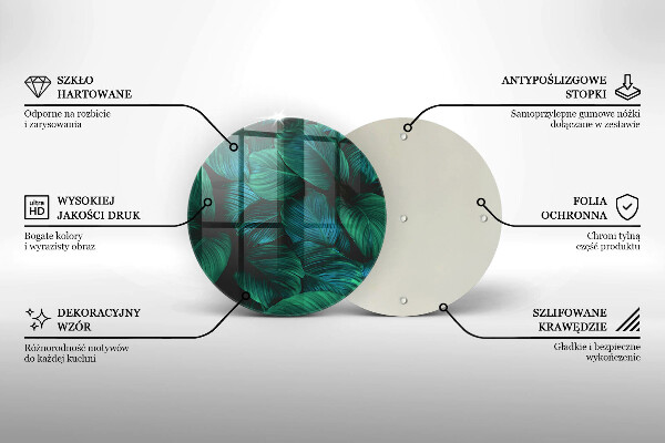 Tábua de vidro Folhas da selva