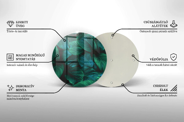 Tábua de vidro Folhas da selva