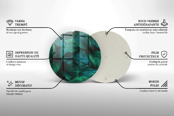 Tábua de vidro Folhas da selva