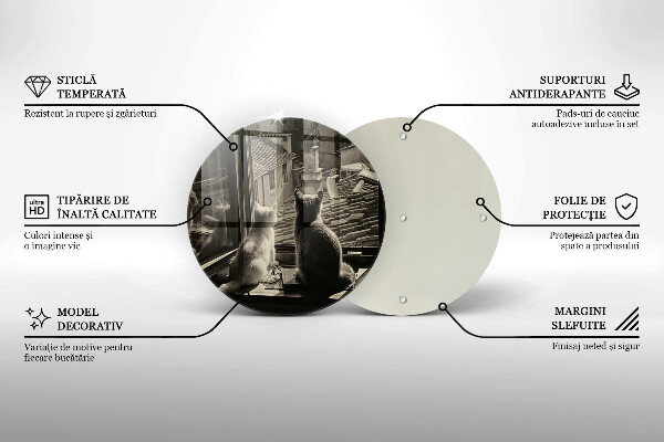 Tábua de cortar de vidro Cidade dos gatos e janela