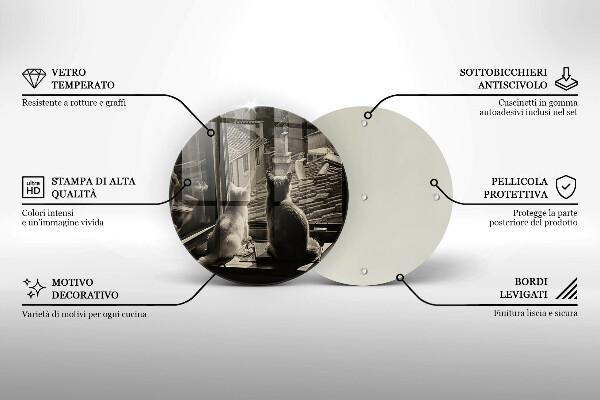 Tábua de cortar de vidro Cidade dos gatos e janela