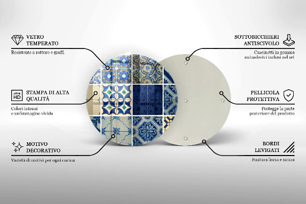 Tábua de cortar de vidro Azulejos decorativos