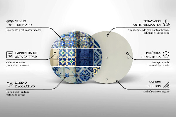 Tábua de cortar de vidro Azulejos decorativos