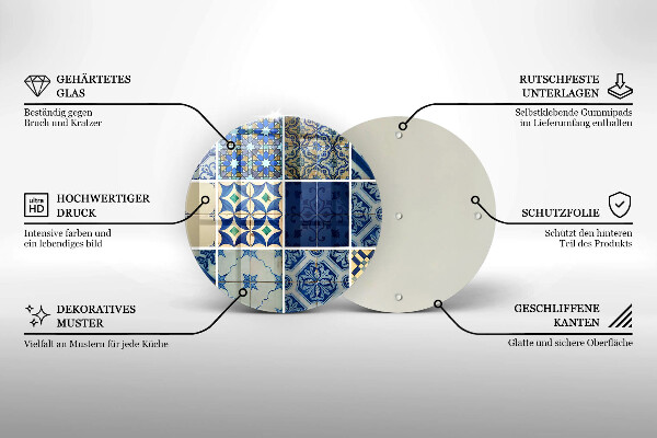 Tábua de cortar de vidro Azulejos decorativos