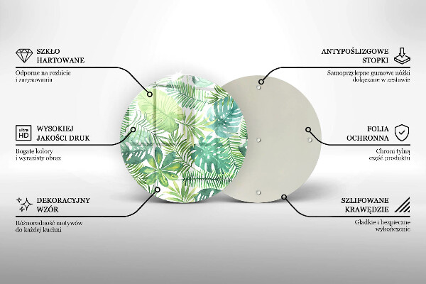 Tábua de cortar de vidro Folhas boho em aquarela