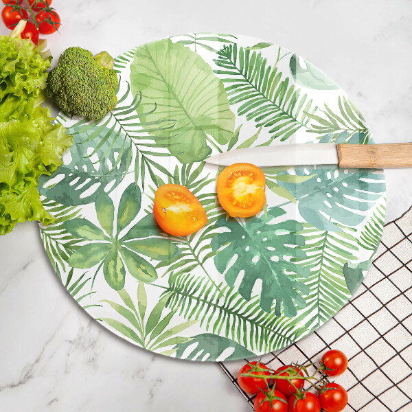 Tábua de cortar de vidro Folhas boho em aquarela