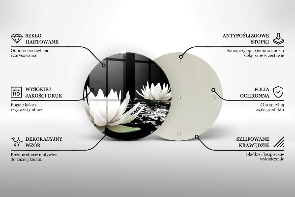 Tábua de cortar de vidro Lírios brancos na água
