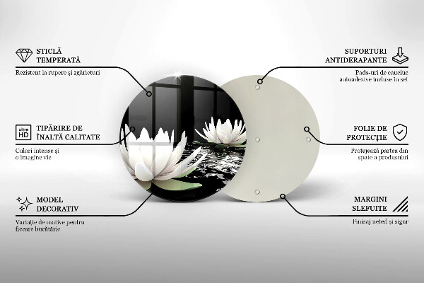 Tábua de cortar de vidro Lírios brancos na água
