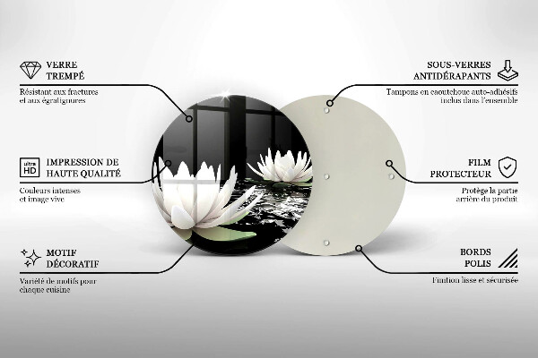 Tábua de cortar de vidro Lírios brancos na água