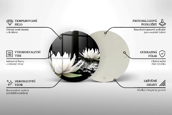 Tábua de cortar de vidro Lírios brancos na água