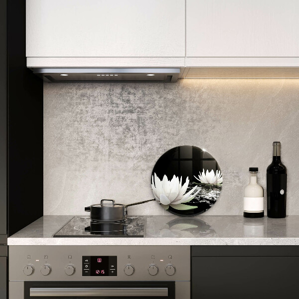 Tábua de cortar de vidro Lírios brancos na água