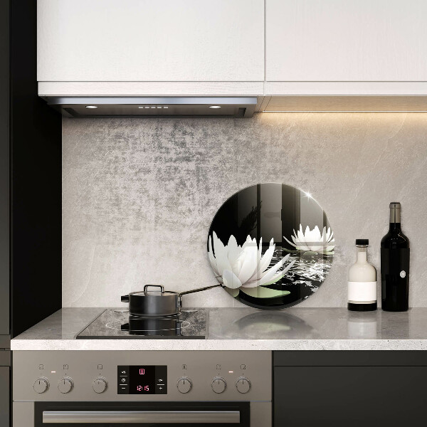 Tábua de cortar de vidro Lírios brancos na água