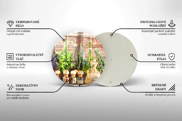 Tábua de cortar de vidro Ervas, especiarias e madeira