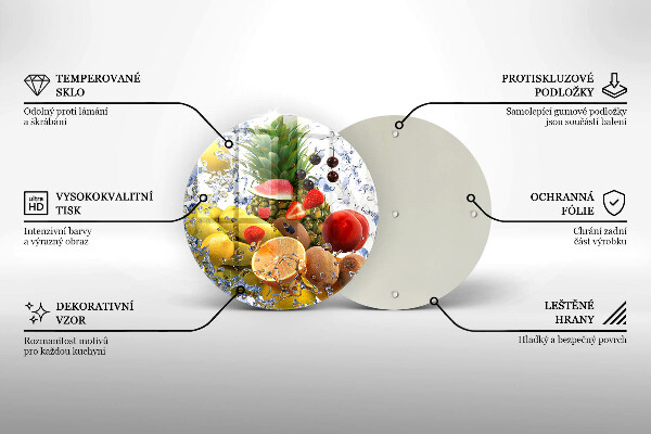Tábua de cortar Frutas suculentas e água
