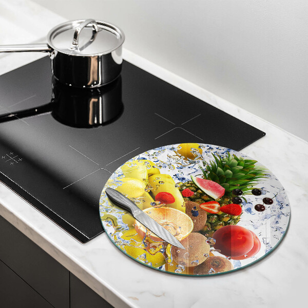 Tábua de cortar Frutas suculentas e água