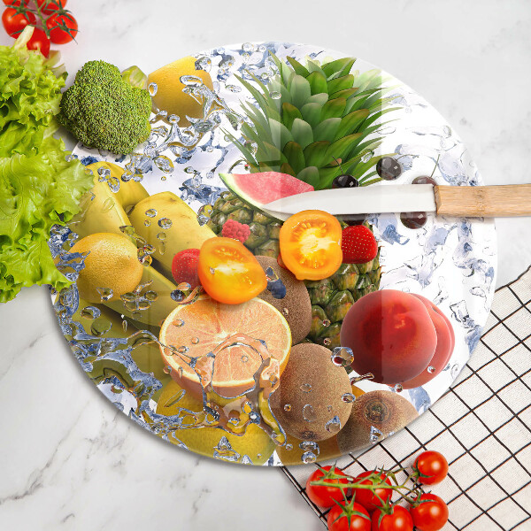 Tábua de cortar Frutas suculentas e água