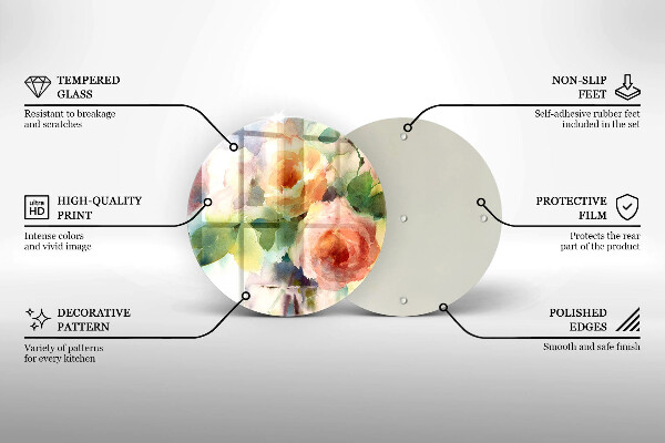 Tábua de cortar de vidro Flores pintadas