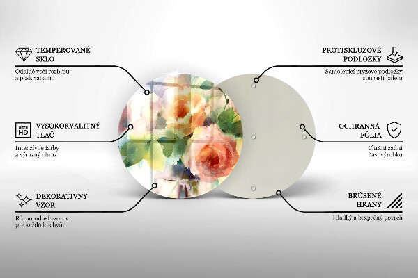 Tábua de cortar de vidro Flores pintadas