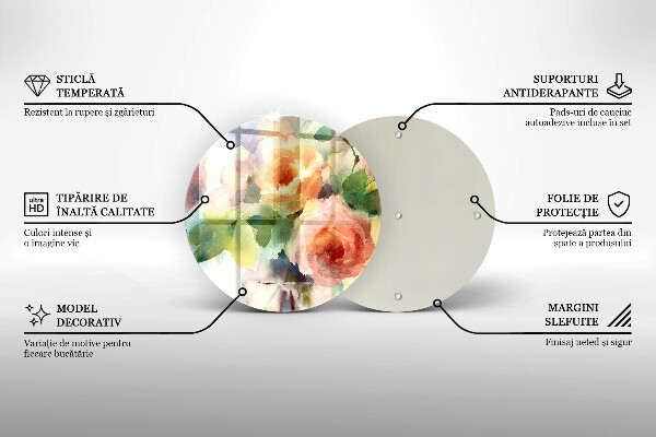 Tábua de cortar de vidro Flores pintadas