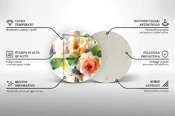 Tábua de cortar de vidro Flores pintadas