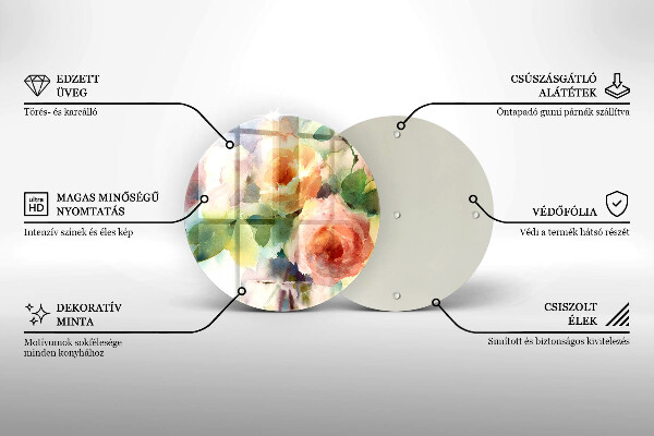 Tábua de cortar de vidro Flores pintadas