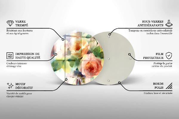 Tábua de cortar de vidro Flores pintadas
