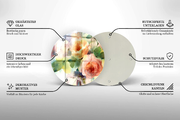 Tábua de cortar de vidro Flores pintadas