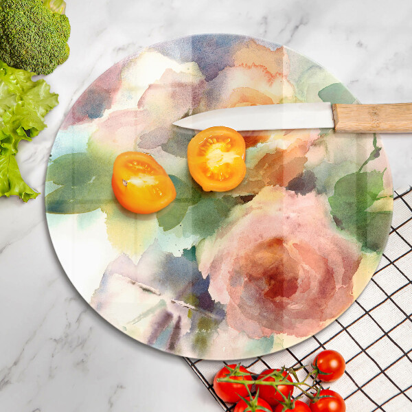 Tábua de cortar de vidro Flores pintadas