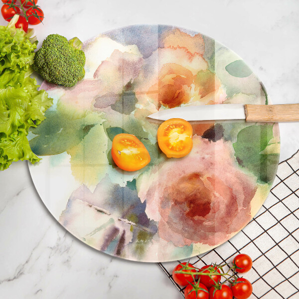 Tábua de cortar de vidro Flores pintadas