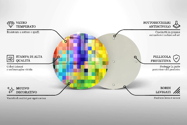 Tábua cozinha Quadrados de pixels coloridos