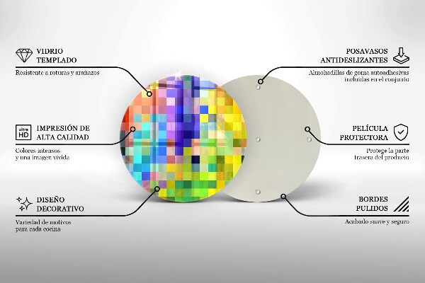 Tábua cozinha Quadrados de pixels coloridos