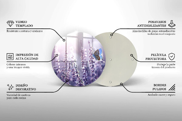 Tábua para corte Flores silvestres e uma borboleta