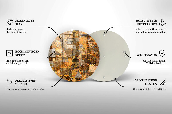 Tábua de corte de vidro Padrão de formas geométricas