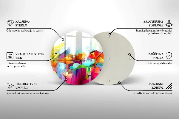 Tábua de corte de vidro Flores pintadas com tintas