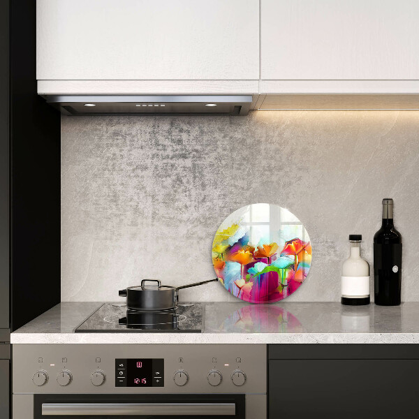 Tábua de corte de vidro Flores pintadas com tintas