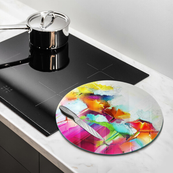 Tábua de corte de vidro Flores pintadas com tintas