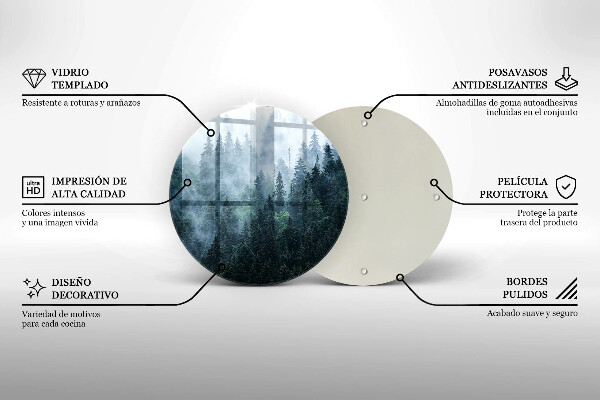 Tábua de vidro Árvores da floresta e neblina