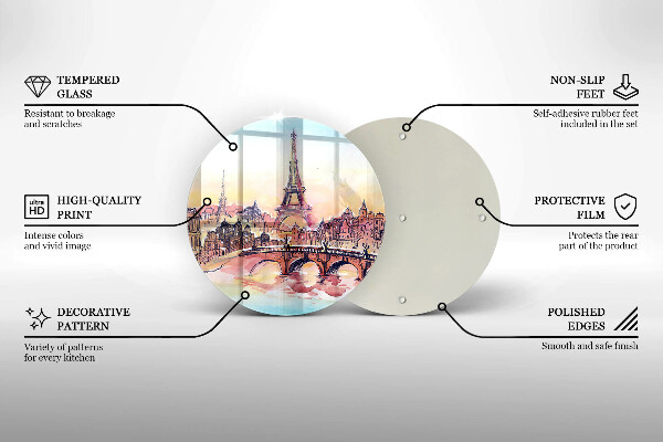 Tábua para cozinha Paisagem parisiense Torre Eiffel