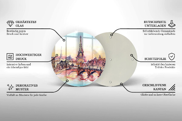 Tábua para cozinha Paisagem parisiense Torre Eiffel