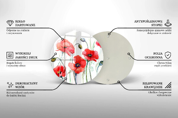 Tábua corte flores de papoulas vermelhas