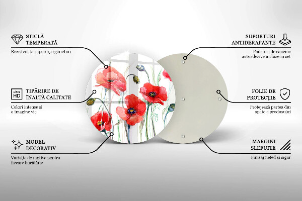 Tábua corte flores de papoulas vermelhas