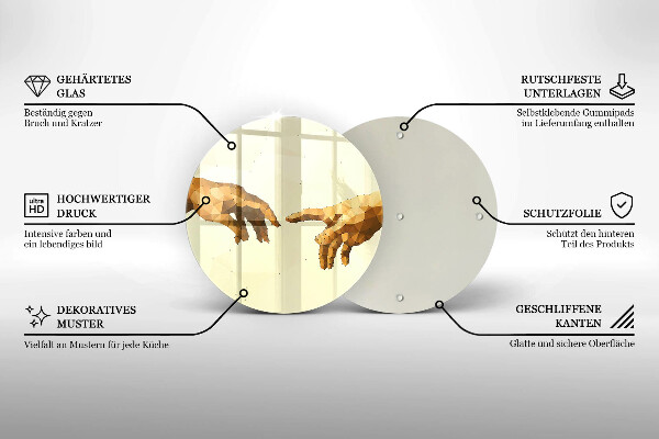 Tábua para corte Criação das mãos de Adão