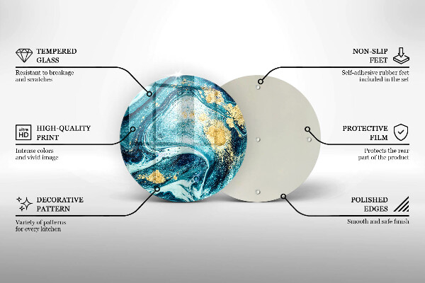 Tábua cozinha Azul abstrato dourado