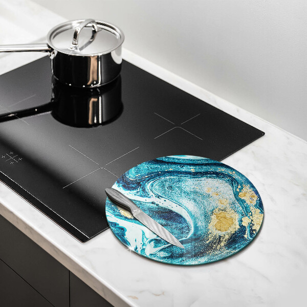 Tábua cozinha Azul abstrato dourado